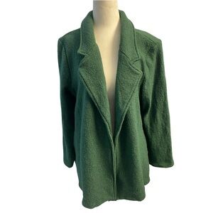 Rachel Zoe Open Front Forest Green Textured Wool Pea Coat Size Large Unlined
